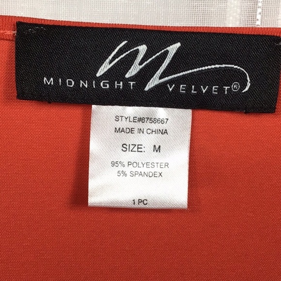 🪸MIDNIGHT VELVET Coral Gold Chain Long Sleeves Ruched Surplus Faux Wrap - Picture 2 of 7